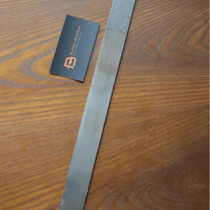 Hand-forged carbon Damascus steel bar – 500×31×3.1 mm, 395 g – U8A, ShKh-15, 5KhNMA, 45 steel – Brothers Berezhnye