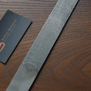 Hand-forged carbon Damascus steel bar – 500×31×3.1 mm, 395 g – U8A, ShKh-15, 5KhNMA, 45 steel – Brothers Berezhnye