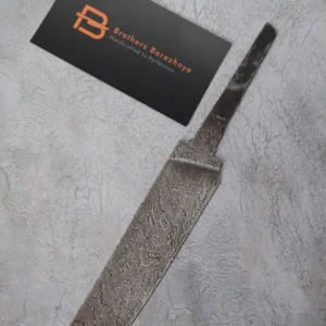 Hand-forged Damascus steel blade made from U8A, ShKh-15, 5KhNMA, and 45 steel – 85 mm length, etched finish