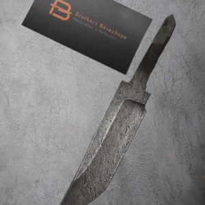 Hand-forged Damascus steel blade made from U8A, ShKh-15, 5KhNMA, and 45 steel – 85 mm length, etched finish