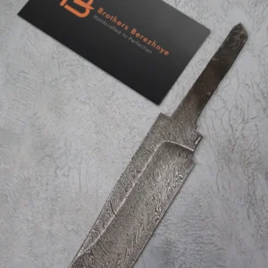 Hand-forged Damascus steel blade made from U8A, ShKh-15, 5KhNMA, and 45 steel – 85 mm length, etched finish