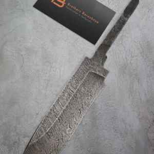 Hand-forged Damascus steel blade made from U8A, ShKh-15, 5KhNMA, and 45 steel – 85 mm length, etched finish