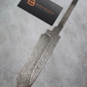 Hand-forged Damascus steel blade made from U8A, ShKh-15, 5KhNMA, and 45 steel – 85 mm length, etched finish