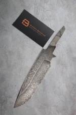 Hand-forged Damascus steel blade made from U8A, ShKh-15, 5KhNMA, and 45 steel – 85 mm length, etched finish
