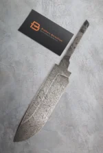 Hand-forged Damascus steel blade made from U8A, ShKh-15, 5KhNMA, and 45 steel – 85 mm length, etched finish