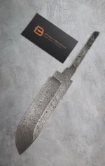 Hand-forged Damascus steel blade made from U8A, ShKh-15, 5KhNMA, and 45 steel – 85 mm length, etched finish