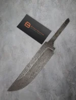 Hand-forged Damascus steel blade made from U8A, ShKh-15, 5KhNMA, and 45 steel – 85 mm length, etched finish