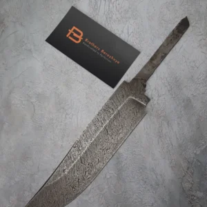 Hand-forged Damascus steel blade made from U8A, ShKh-15, 5KhNMA, and 45 steel – 85 mm length, etched finish
