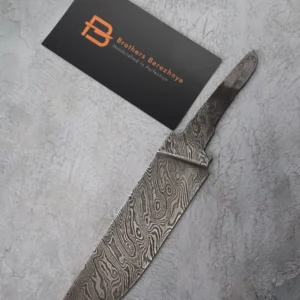 Hand-forged Damascus steel blade made from U8A, ShKh-15, 5KhNMA, and 45 steel – 85 mm length, etched finish