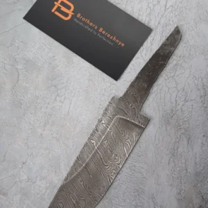 Hand-forged Damascus steel blade made from U8A, ShKh-15, 5KhNMA, and 45 steel – 85 mm length, etched finish