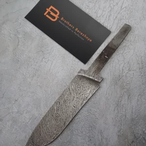 Hand-forged Damascus steel blade made from U8A, ShKh-15, 5KhNMA, and 45 steel – 85 mm length, etched finish